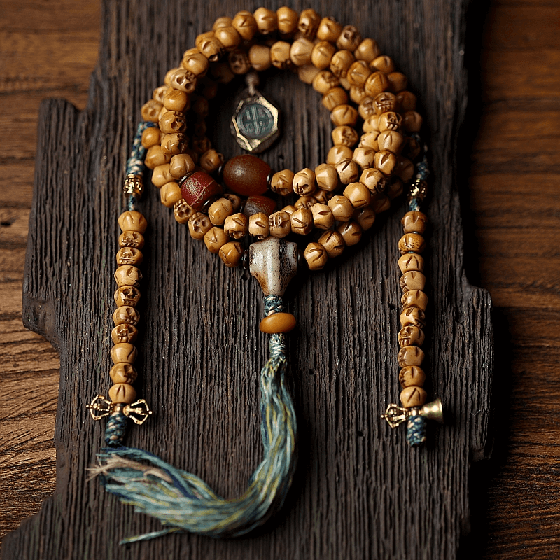 Bodhgaya Bodhi Seed Mala with Turquoise, 108 beads. – DharmaCrafts