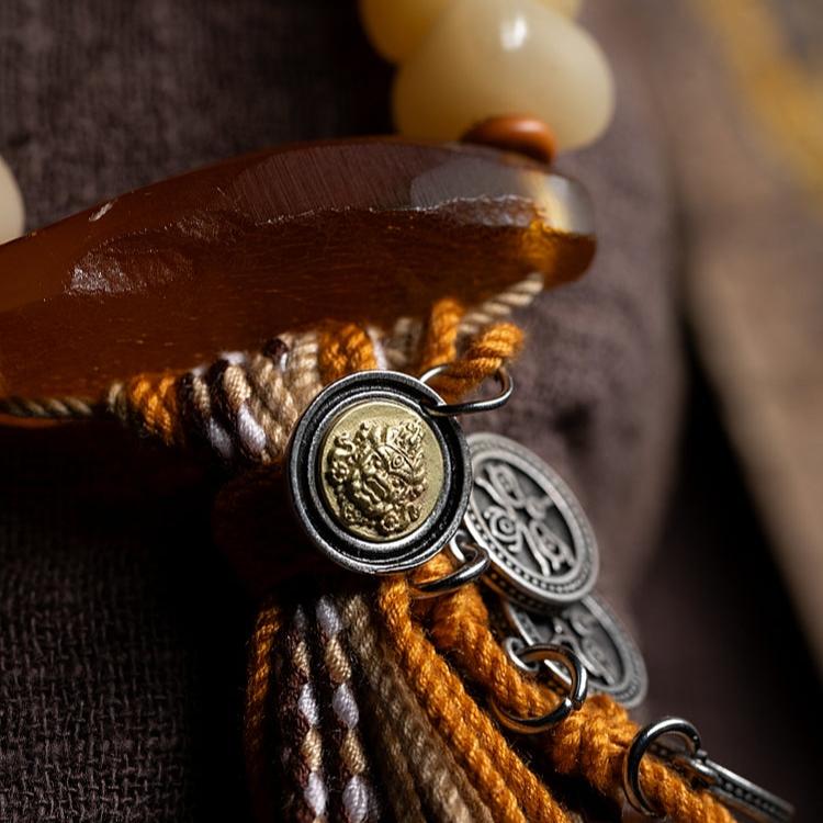 Camel Bone Mala with Jambhala Amulet