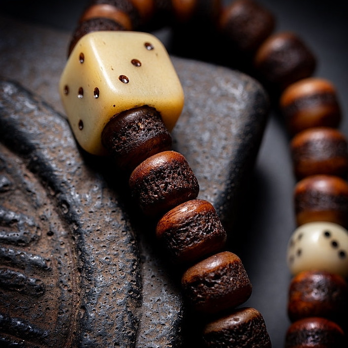 Ancient Tibetan Mala | Handcrafted Yak Bone Swastika Beads