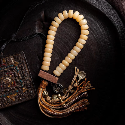 Camel Bone Mala with Jambhala Amulet