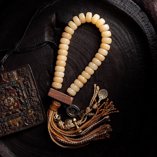 Camel Bone Mala with Jambhala Amulet