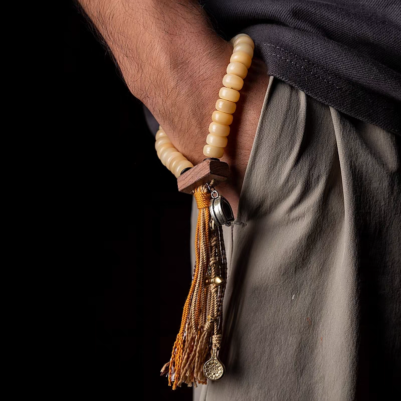 Camel Bone Mala with Jambhala Amulet