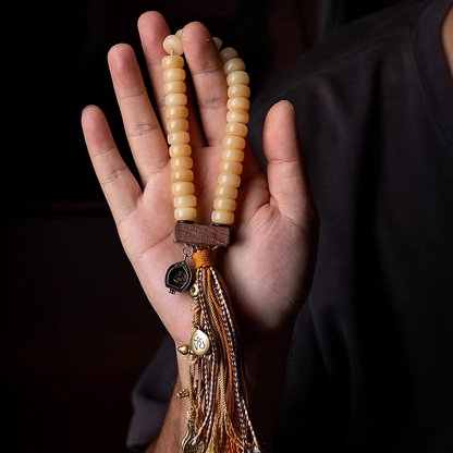 Camel Bone Mala with Jambhala Amulet