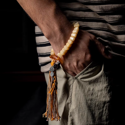 Camel Bone Mala with Jambhala Amulet