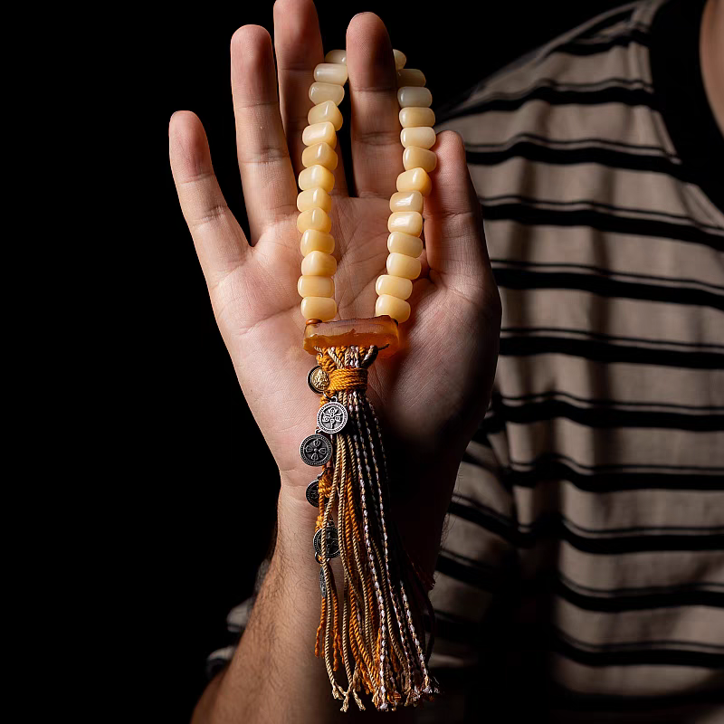 Camel Bone Mala with Jambhala Amulet