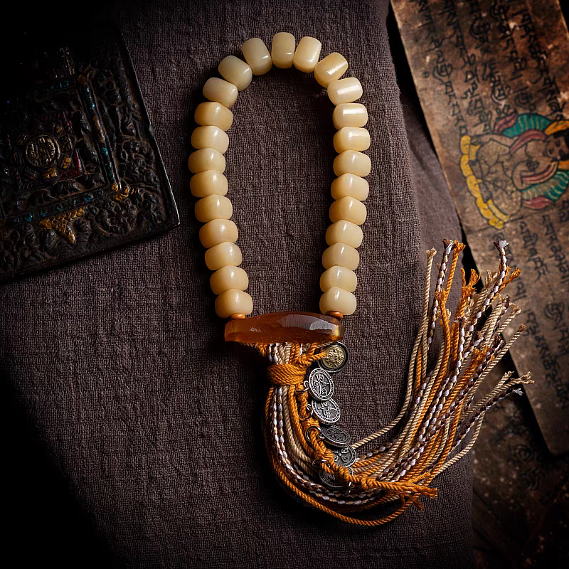 Camel Bone Mala with Jambhala Amulet