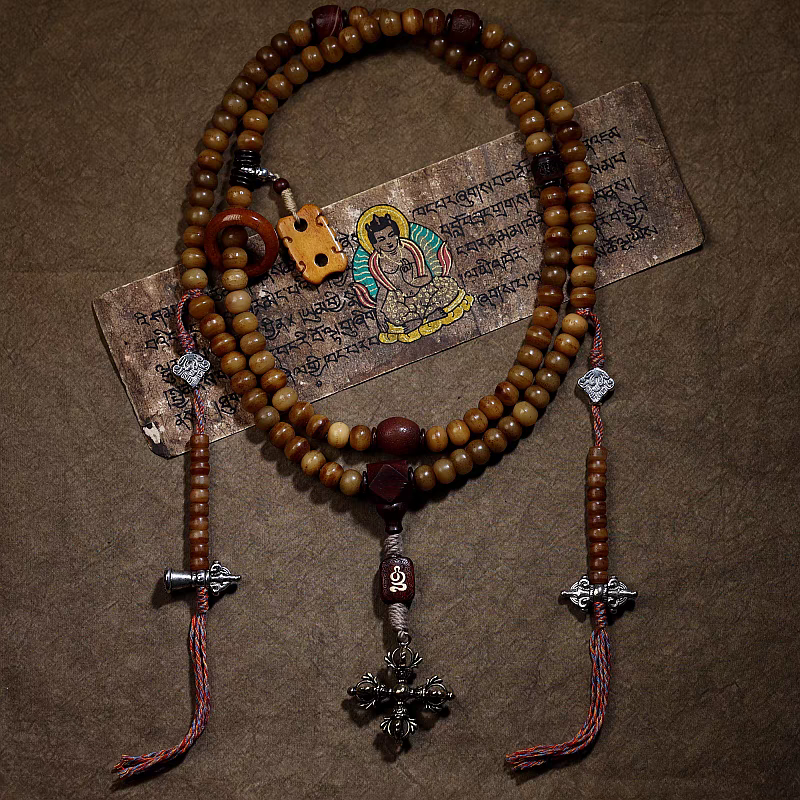 Tibetan Astrology Sign- 108 Mala Beads - Double Vajra