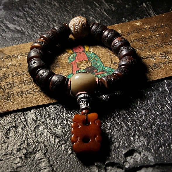 Bodhisattva Bracelet- Turquoise with Tibetan Agate Bead