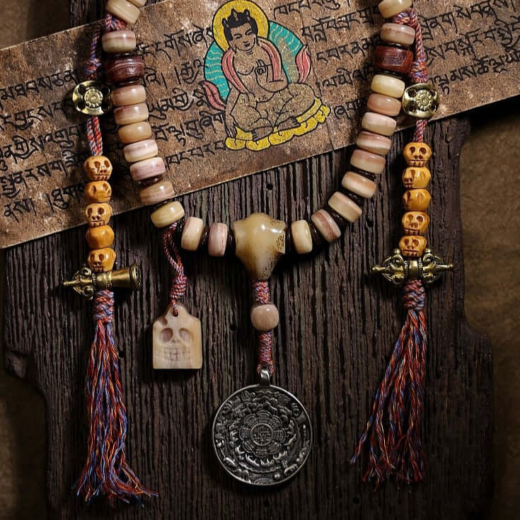 Tibetan Camel Bone 108 Mala Beads Bracelet / Necklace